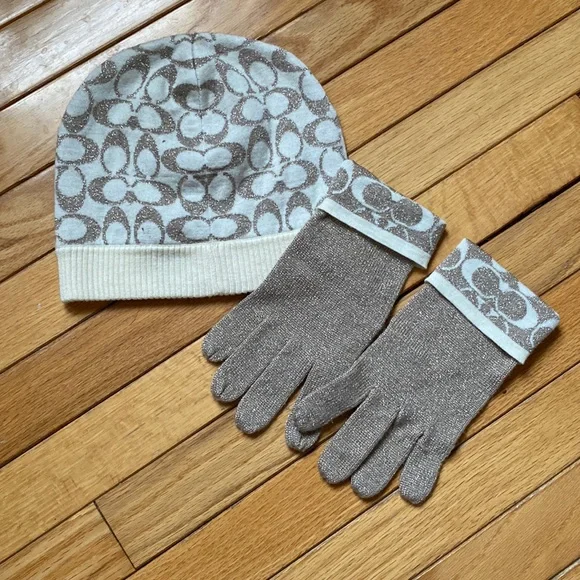 Coach hat & glove SET Coach Hat Scarf and Gloves Set Black New | Mercari main image 2